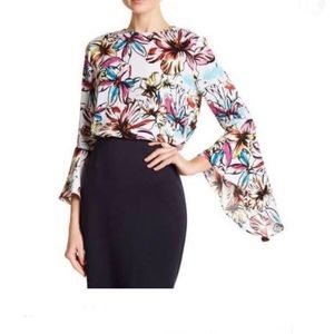 Catherine Malandrino Floral Bell Sleeve Blouse